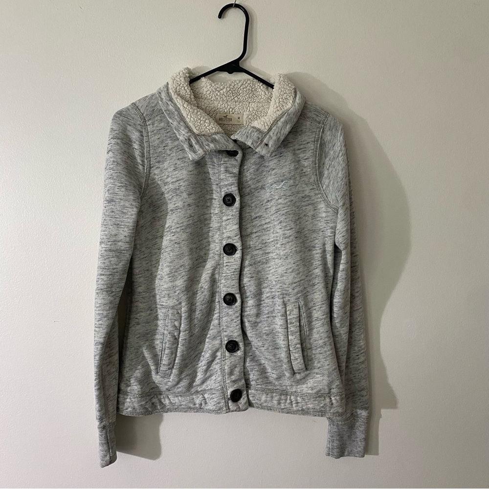 Hollister Grey Sweatshirt Jacket Size Medium
